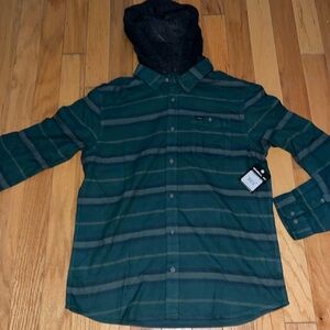 NWT Men’s Hooded Flannel by O’Neill. Size Large and color green
